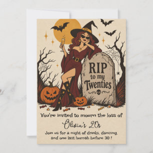 RIP to My Twenties Retro Halloween 30th Birthday Invitation