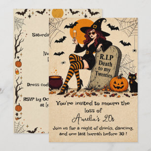 RIP to My Twenties Retro Halloween 30th Birthday  Invitation