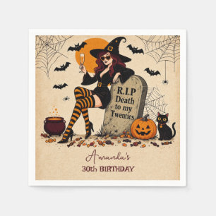 RIP to My Twenties Retro Halloween 30th Birthday  Napkin