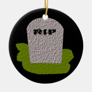 RIP Tombstone Happy Halloween Custom Ceramic Tree Decoration