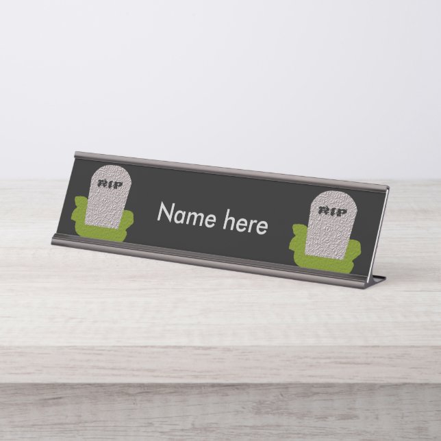 RIP Tombstone Personalised Desk Sign (Front)