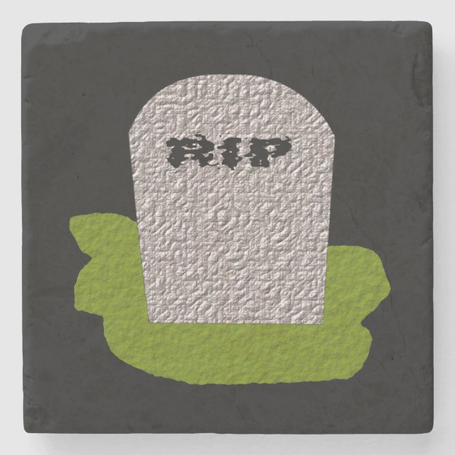 RIP Tombstone Stone Coaster (Front)