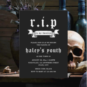 RIP Twenties 20s Funny Death Funeral 30th Birthday Invitation