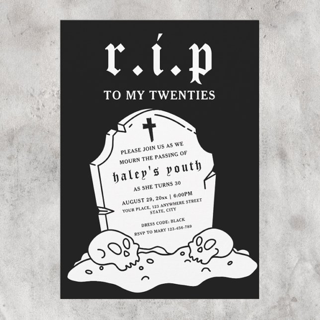 RIP Twenties 20s Funny Death Funeral 30th Birthday Invitation (Creator Uploaded)