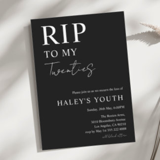 RIP Twenties 20s Modern Simple 30th Birthday Invitation