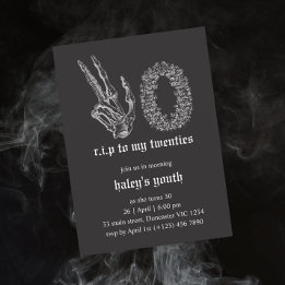 RIP Twenties 20s Skeleton Funeral 30th Birthday Invitation