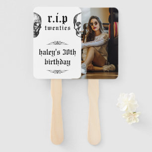 RIP Twenties 20s Skull Photo Halloween Birthday Hand Fan