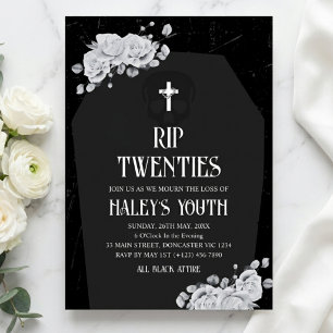 RIP Twenties 20s Tombstone Funeral 30th Birthday Invitation
