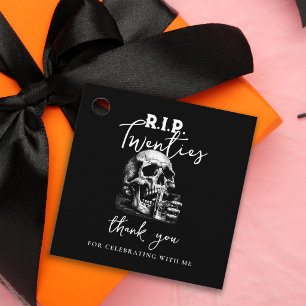 RIP Twenties Black Skull Thank You Birthday  Favour Tags