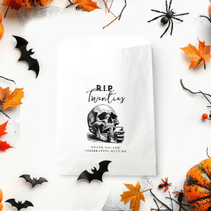 RIP Twenties Black Vintage Skull Birthday Party Favour Bag