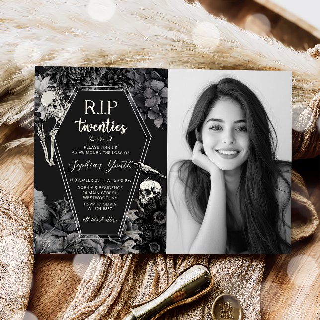 RIP Twenties Death to my Youth 30th Birthday Photo Invitation (Creator Uploaded)