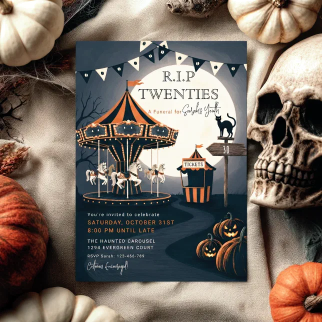 RIP Twenties Gothic Halloween 30th Birthday Invite | Zazzle