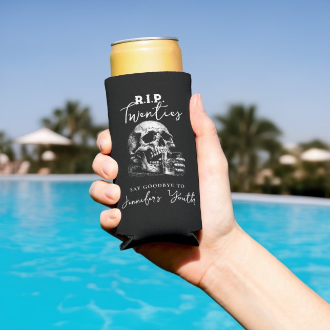 RIP Twenties Gothic Skull Birthday Can Coolers (In Situ Pool)