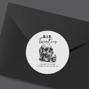 RIP Twenties Vintage Skull Birthday Thank You Classic Round Sticker