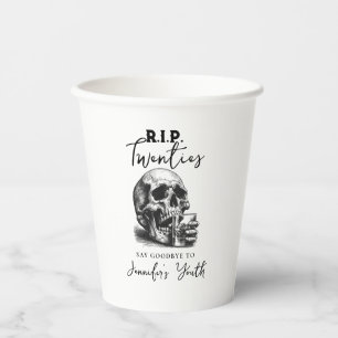RIP Twenties Vintage Skull Funny Birthday Party Paper Cups