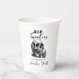 RIP Twenties Vintage Skull Funny Birthday Party Paper Cups
