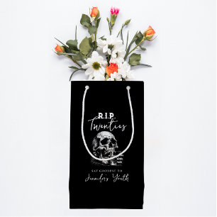 RIP Twenties Whiskey Gothic Skull Black Birthday Small Gift Bag