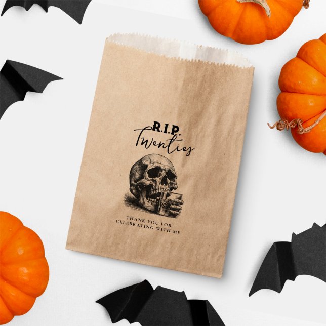RIP Twenties Whiskey Skull Birthday Thank You Favour Bag (Creator Uploaded)