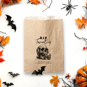 RIP Twenties Whiskey Skull Birthday Thank You Favour Bag