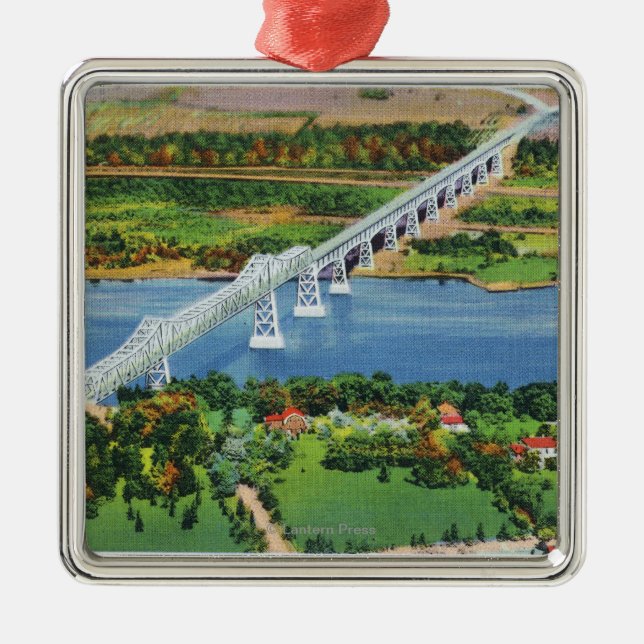 Rip Van Winkle Bridge over Hudson River Metal Ornament (Front)