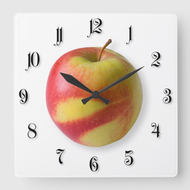 Ripe apple square wall clock (Front)