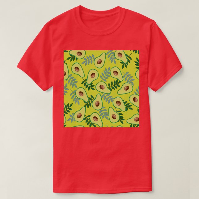 Ripe avocado and leaves on a light green T-Shirt (Design Front)