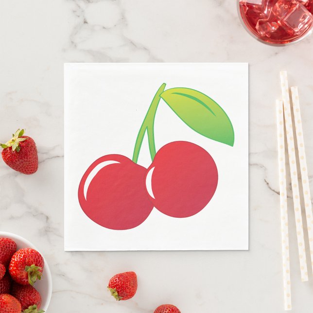 Ripe Bright Red Cherries Napkin (Creator Uploaded)