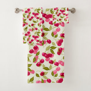 Ripe cherry bath towel set