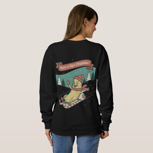 Ripe Christmas Banana Skiing Retro Cartoon Hoodies (Back Full)