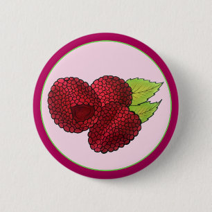 Ripe Fresh Summer Red Raspberries Fruit Berry 6 Cm Round Badge