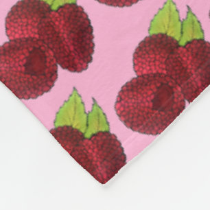 Ripe Fresh Summer Red Raspberries Fruit Berry Fleece Blanket