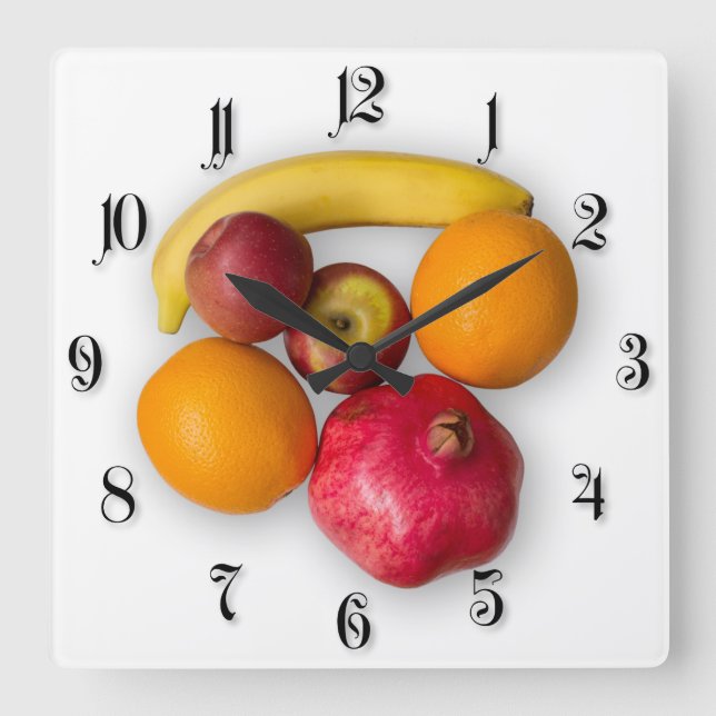 Ripe fruits square wall clock (Front)