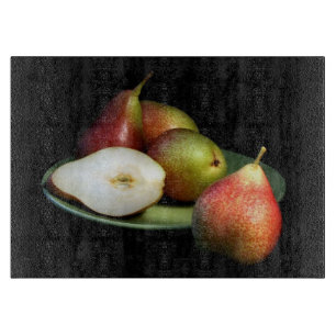 Ripe, luscious pears glass cutting board