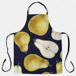 Ripe pear, black background, garden art apron