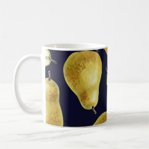 Ripe pear, black background, garden art coffee mug