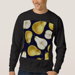 Ripe pear, black background, garden art sweatshirt