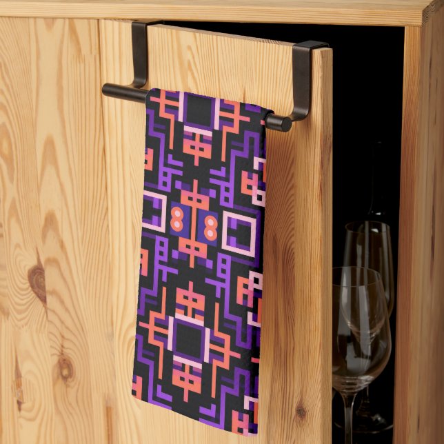 Ripe Plum and bubble gum pink pattern Tea Towel (Thirds Fold)