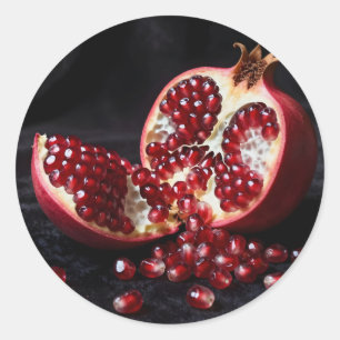 Ripe Pomegranate Seeds Juicy Fruit Dramatic Classic Round Sticker