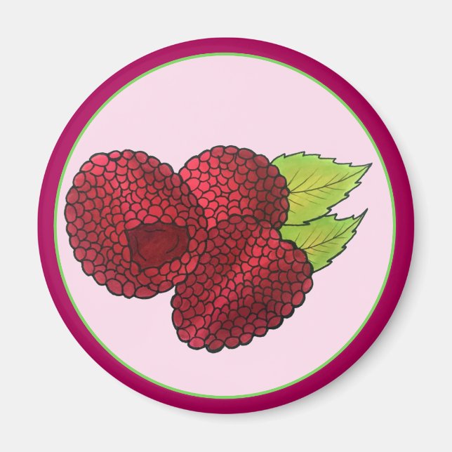 Ripe Raspberry Red Raspberries Berry Fruit Print Magnet (Front)