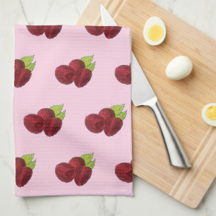 Ripe Raspberry Red Raspberries Berry Fruit Print Tea Towel