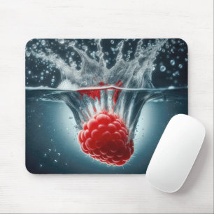 Ripe Raspberry Splashing Into Water Mouse Pad