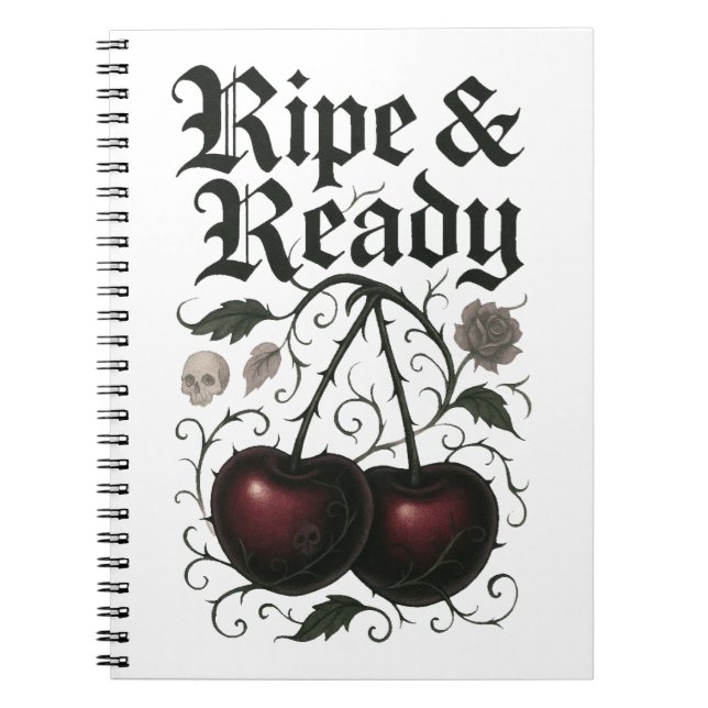Ripe & Ready Cherries Gothic Graphic Notebook (Front)