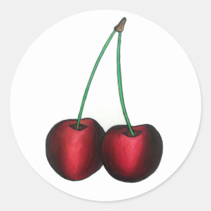 Ripe Red Cherry Cherries Summer Stone Fruit Foodie Classic Round Sticker