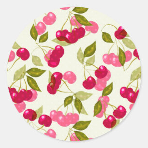 Ripe red cherry . classic round sticker