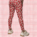 Ripe Red Strawberries on Pink Patterned Leggings<br><div class="desc">Add some delicious colour to your outfit with these patterned leggings. This design looks almost good enough to eat with my realistic style illustrations of juicy ripe red strawberries set against a pretty pink background. The fruit graphics are depicted in shades of red and crimson with green leaves. This beautiful...</div>