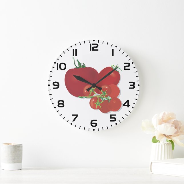 Ripe Red Tomatoes Large Clock (Creator Uploaded)