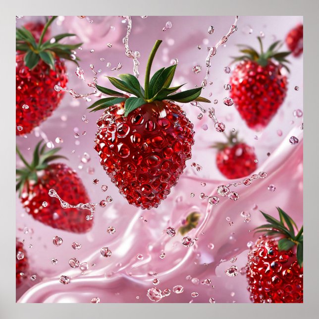 Ripe strawberries composition poster (Front)