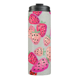 Ripe Strawberry Hand Drawn Texture Thermal Tumbler