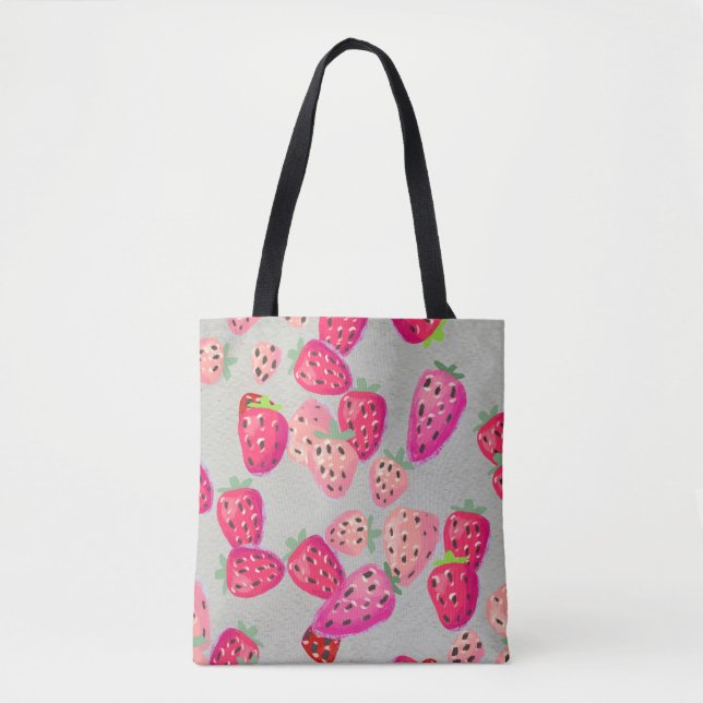 Ripe Strawberry Hand Drawn Texture Tote Bag (Front)