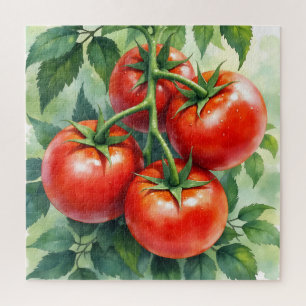 Ripe Tomato Vine Watercolor Fresh Jigsaw Puzzle